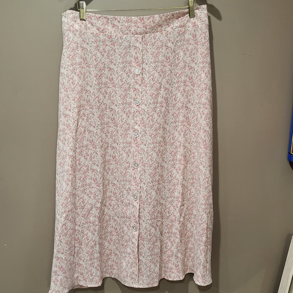 Pink Floral full length skirt - Picture 1 of 4